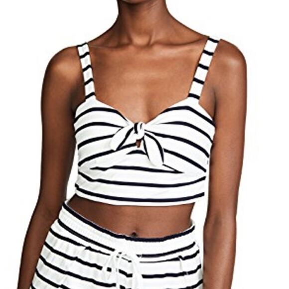BB Dakota Top Striped Tie Knot Front Crop - Picture 1 of 7
